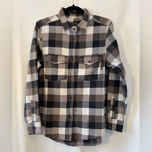 United By Blue Men's Preppy Workwear Cotton Blend Neutral Plaid Flannel Shirt MD